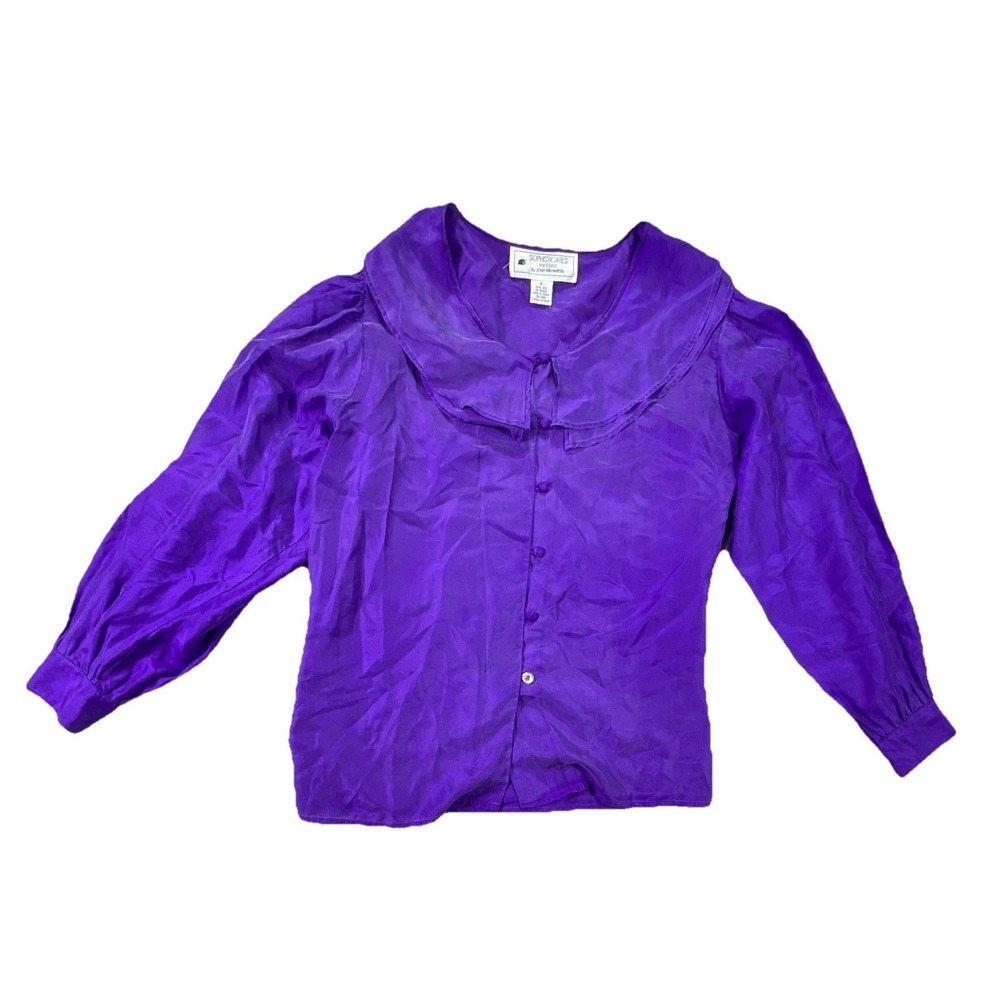 Vintage Sophisticates by Jonathan Martin Blouse Womens 25 Petites Purple Silk